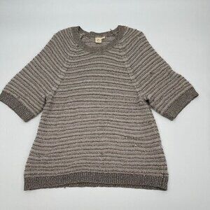 Anthropologie Yellow Bird Womens Sweater Medium Beige Metallic Casual Knit